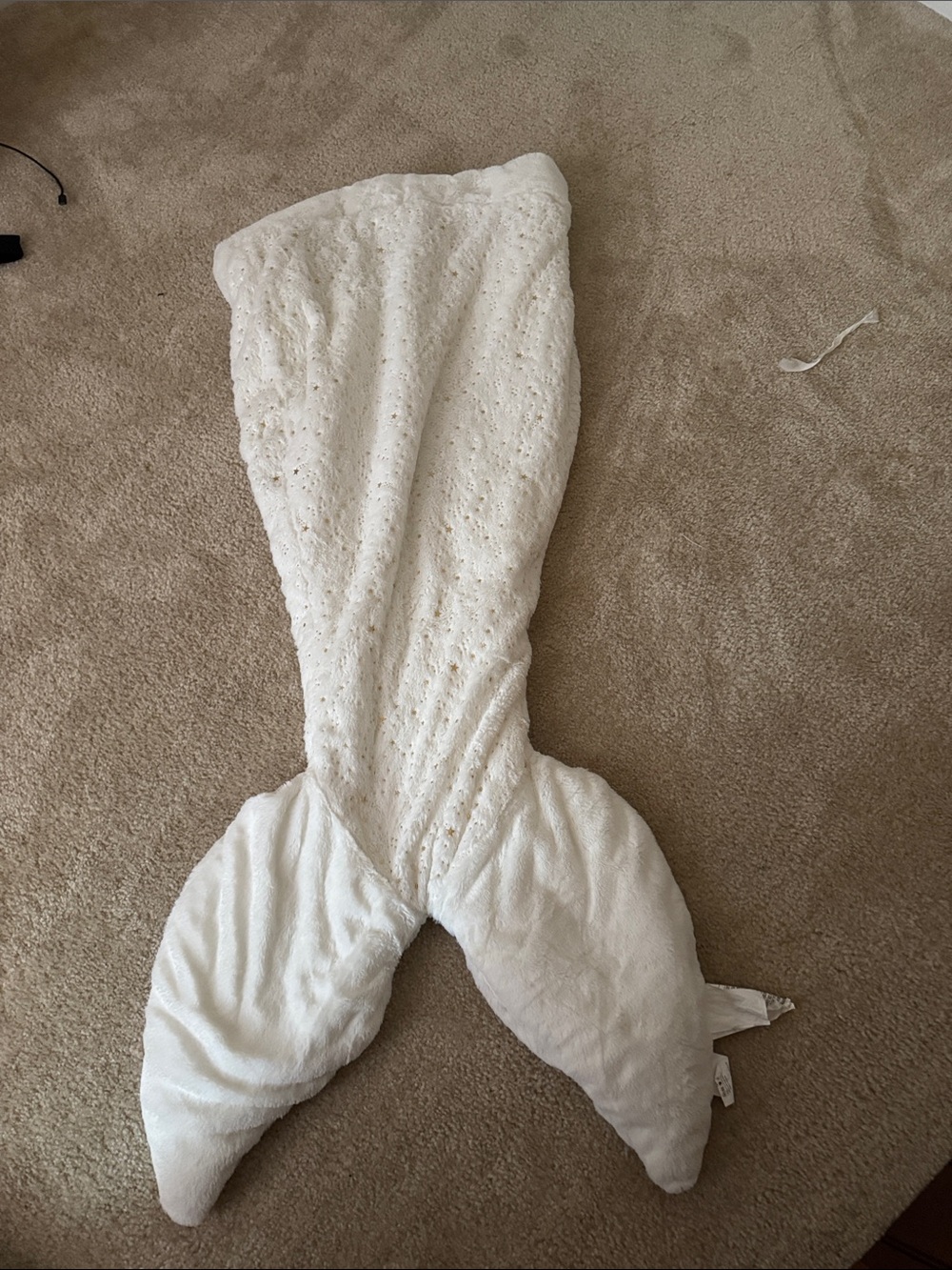 Kids White Plush Mermaid Tail Footie - Cozy One-Piece